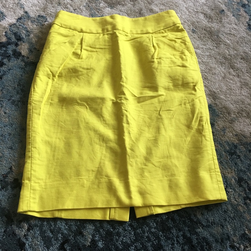 Highlighter yellow mini J Crew pencil skirt sz00
